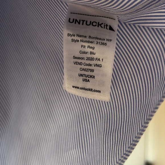 UnTUCKit Men’s Size XXL Wrinkle-Free Bordeaux Shirt Blue & White Stripe XX Large - Picture 8 of 12